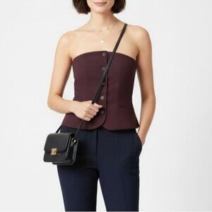 💠Maison D'Amelie Strapless Waistcoat Womens Size 0 Burgundy Brown Corset Vest
